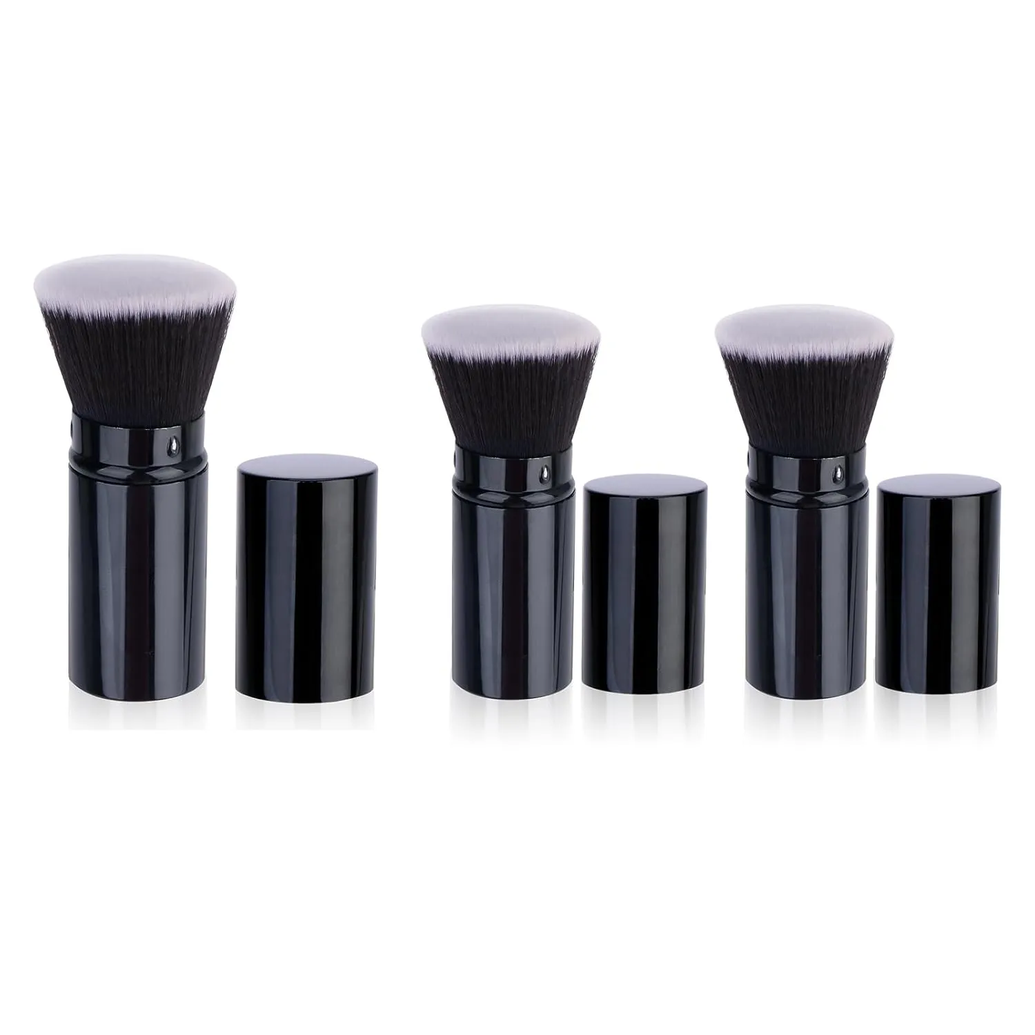 1 2 Pack Foundation Brush for Liquid Makeup Flat Retractable Kabuki Brush Sunscreen Applicator for Kids, Bronzer, Cream or Flawless Powder Makeup