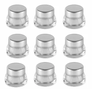 10 Pcs 10g Acrylic Jar Vials Empty Cosmetic Container Jar Pots Plastic Lip Blam Bottle Refillable DIY Makeup Face Creams Jars Travel Cosmetic Lotion Box for Body Cream Eyeshadow (Silver)