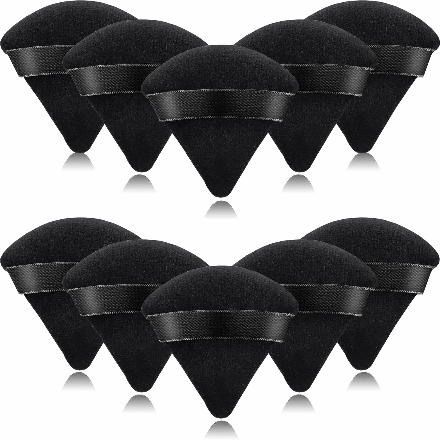 10 PCS Powder Puff, Triangle Soft Makeup Powder Puff, Face Makeup Sponge Puff Velour Makeup Puff Pure Cotton Powder Puff for Loose Mineral Powder Cosmetic Body Contouring Tools (Black) (Black)