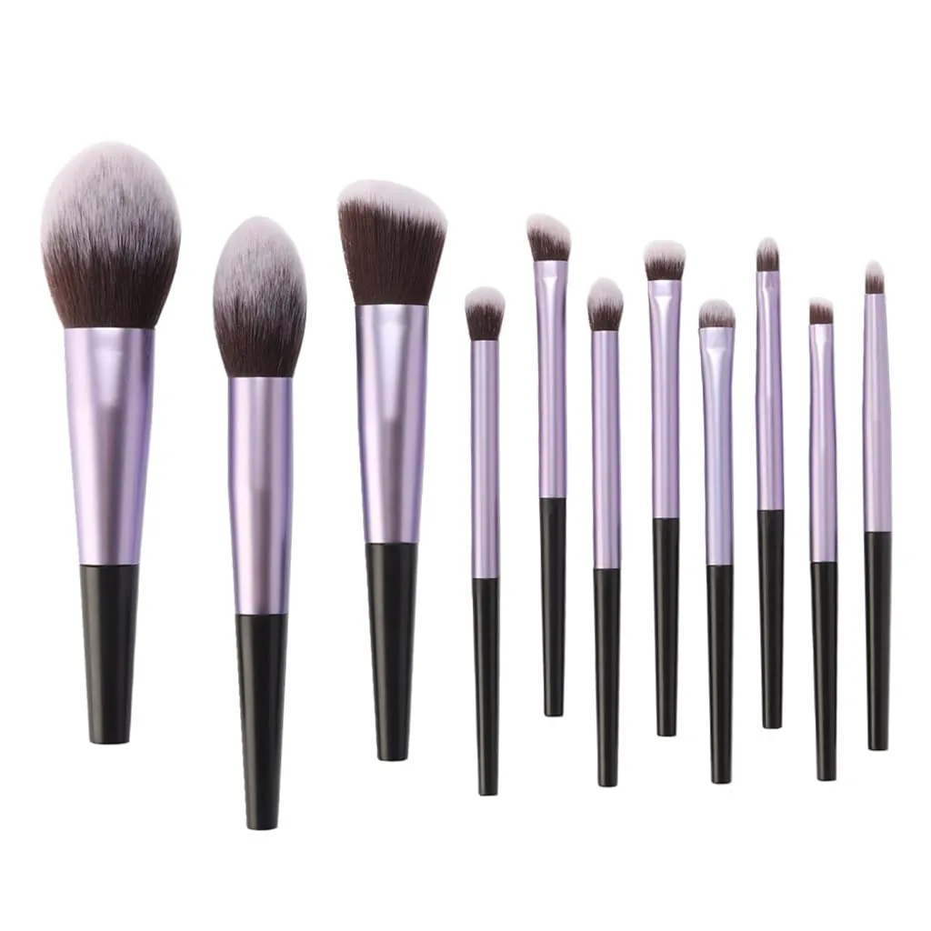 11pcs Makeup Brushes Sets Tools Cosmetic Powder Blush Lip Eyeshadow Concealer Foundation Brush Kit(D)