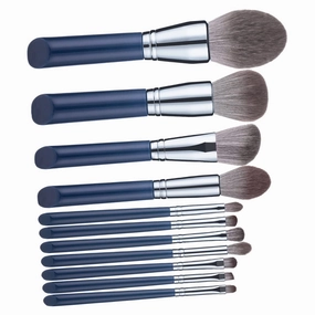 11PCS Makeup Brush for Beginners Soft Eye Shadow Tools for Blending Contouring and Highlighting for Teens Navy Color Easy to Clean and Maintain