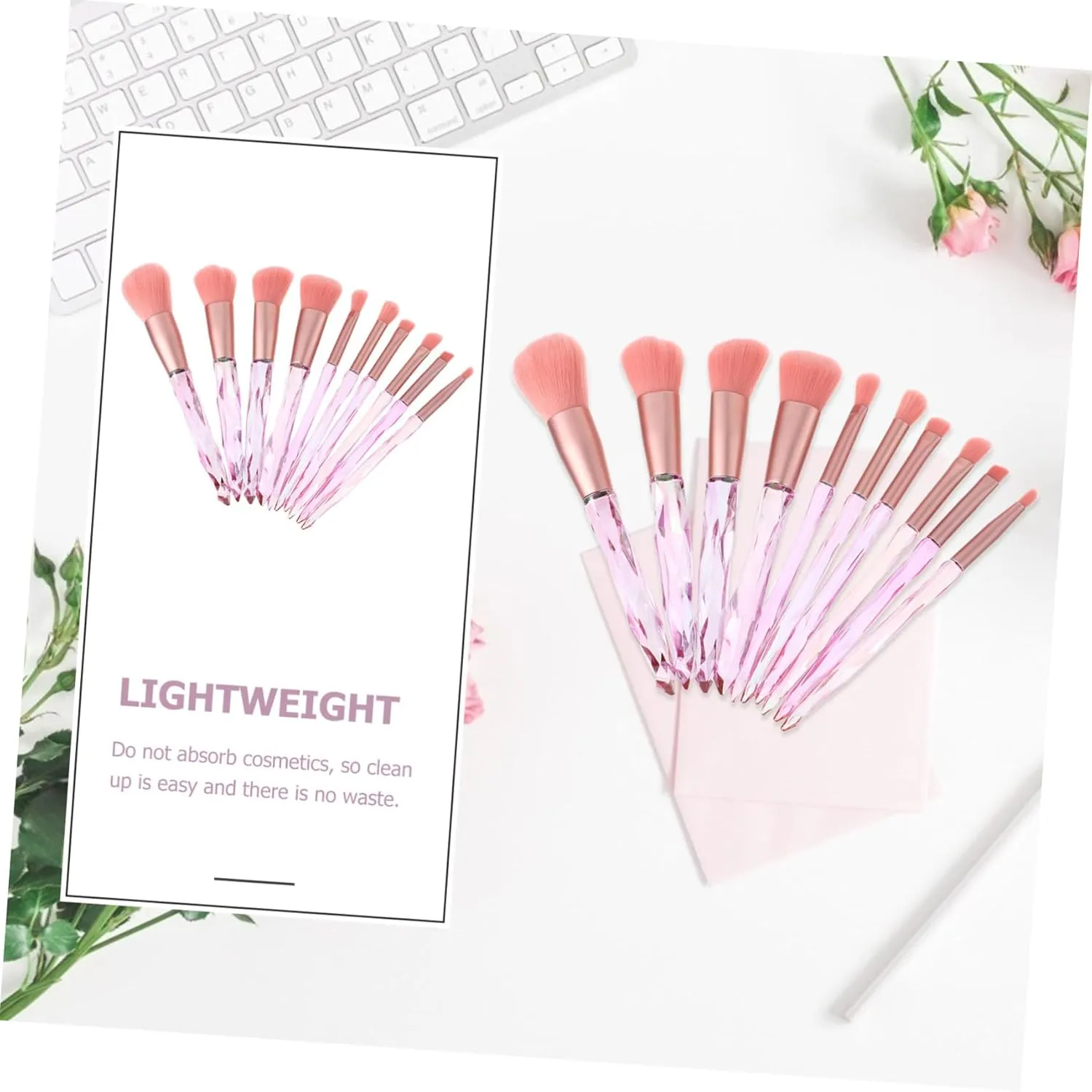 1Set Handle Makeup Brush Transparent Handle Beauty Brushes for Foundation Eyeshadow and More Essential Cosmetics Tool for Novice and Professional Makeup Artists