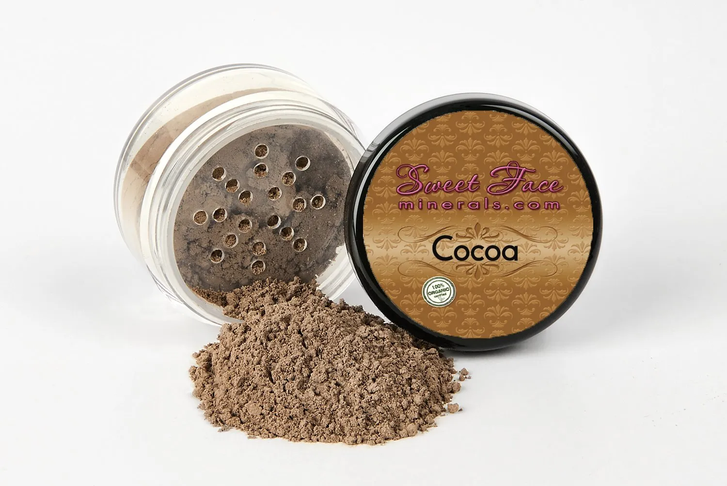 6PC Makeup Kit with Brush (Cocoa), All-Natural Loose Powder, Includes Lightweight Matte Foundation, Blush, Radiant Bronzer, Translucent Primer & Finishing Powder