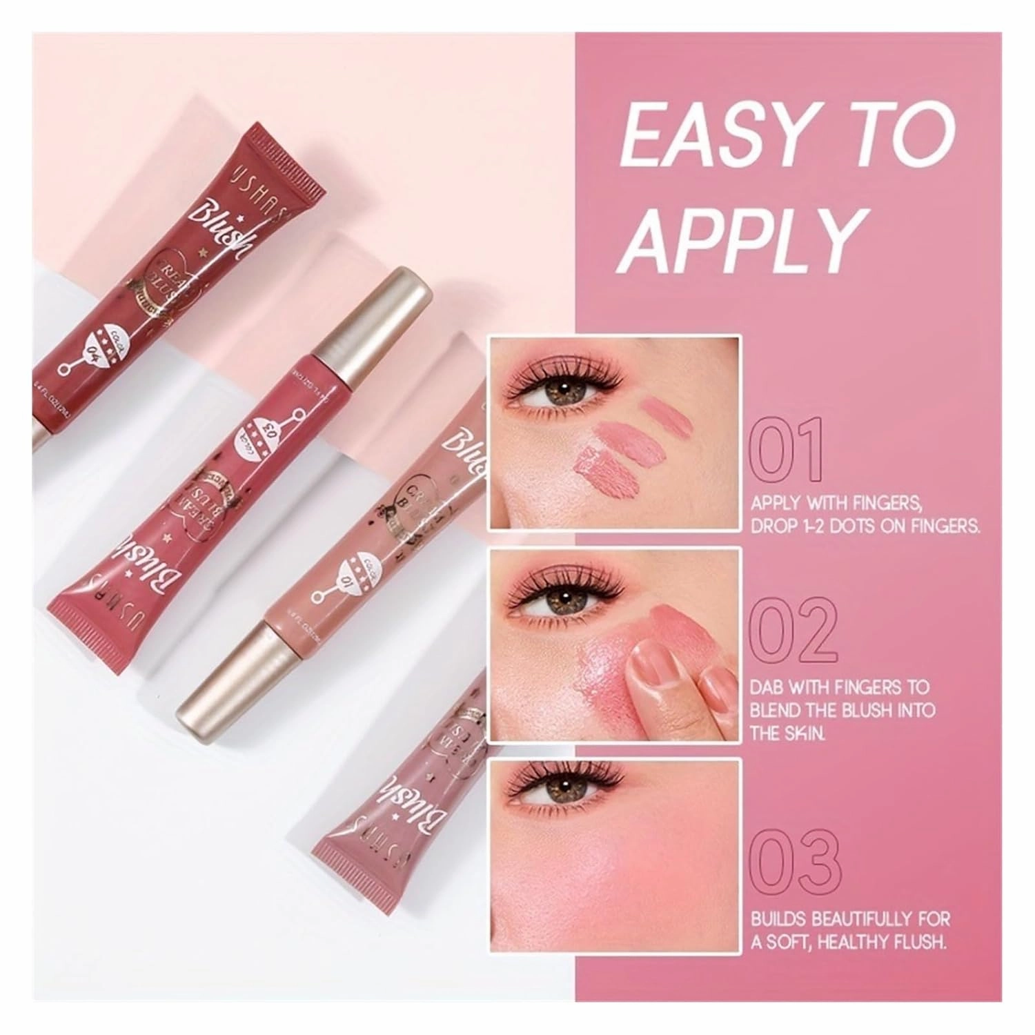 6pc 4-color Liquid Blush, Eye Shadow, Lip And Cheek Dual-use, Natural Fine Shimmering Highlight (Color : 01-6PC)