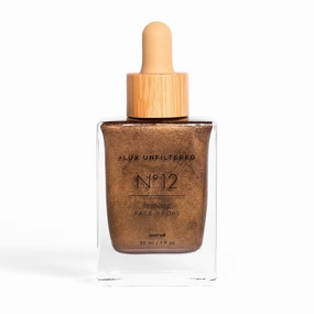  Lux Unfiltered N°12 Sunstruck Face Tanning Drops - Fragrance Free Bronzing Drops for Face with Hyaluronic Acid, Coconut Water, & Passionfruit Oil - Cruelty Free & Vegan Self Tanner