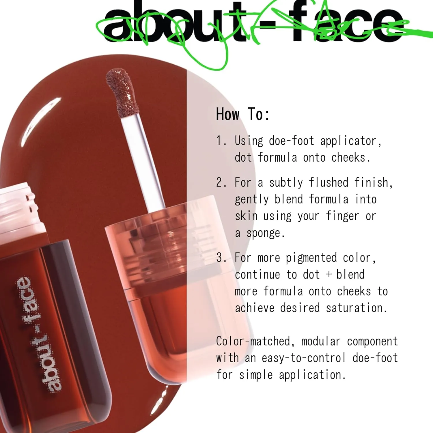 about-face Blush Rush Liquid Blush – Hydrating, Buildable Formula with Jojoba Oil, Hyaluronic Acid, and Squalane – Long-Lasting Dewy Finish – Vegan & Cruelty-Free (Grand Prix – Rich Brown)