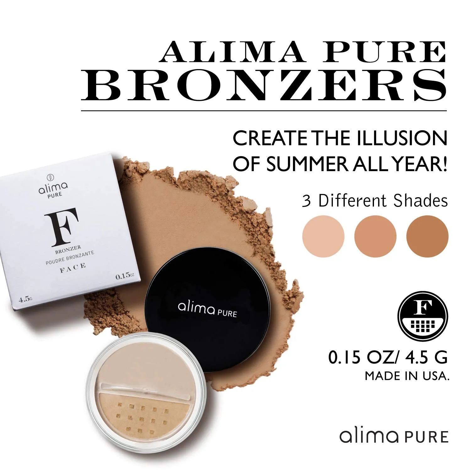 Alima Pure Matte Bronzer - Natural, Talc-Free Face Bronzing Powder in Maracaibo