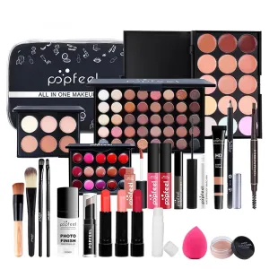 All in One Makeup Kit For Beginners, Full Makeup Kit For Teen Girls, Makeup Gift Set, Include Eyeshadows, Concealer, Cosmetic Brush, Lip Gloss, Lipstick, Powder Puff, Mascara -005