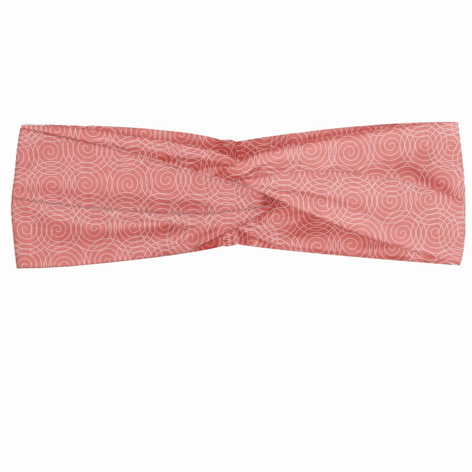 Ambesonne Abstract Headband for Women, Pattern of Basic Swirls or Spirals in Lively Tones Pencil Drawn by Hand, Elastic Comfy Hair Accessory Knotted Head Wrap Everyday Use, M-L, Coral and Blush