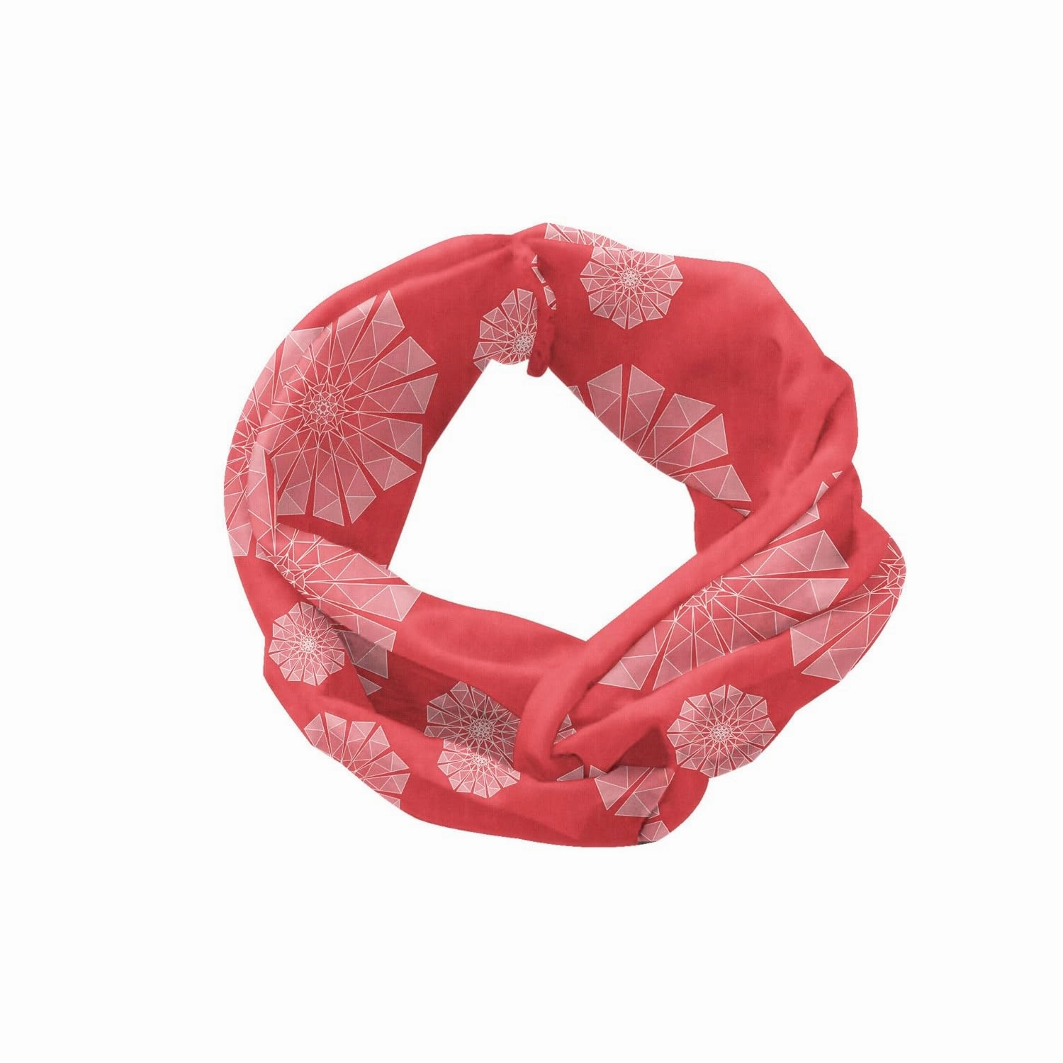 Ambesonne Abstract Headband Set of 2, Polygon Flower Geometric Rhythmic Motifs in Monochrome Tones Illustration, Knotted Elastic Hair Band Accessory for Women Everyday Use, M-L, Coral and Blush