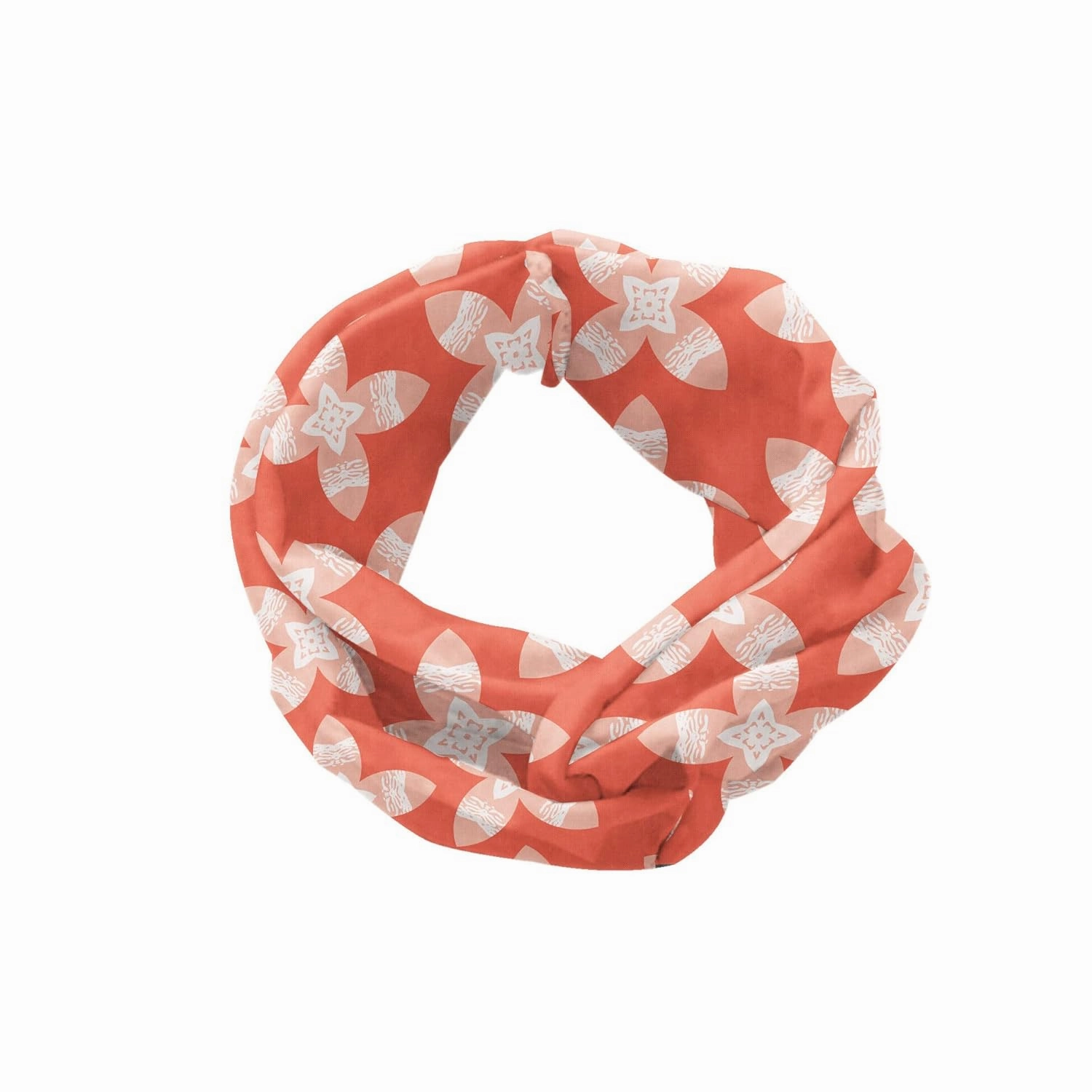 Ambesonne Abstract Headband Set of 2, Repetitive 4 Leaf Flower Shapes in Summer Pastel Tones Blossoms Print, Knotted Elastic Hair Band Accessory for Women Everyday Use, M-L, Coral Blush and White