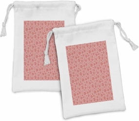 Ambesonne Floral Fabric Pouch Set of 2, Rhythmic Romantic Simplistic Flowers Pointy Petals Bicolored Illustration Print, Small Drawstring Bag for Toiletries Masks and Favors, 9" x 6", Blush and Coral