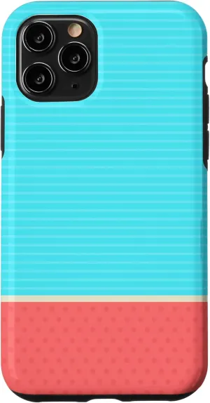 Aqua Stripe & Coral Dot Pattern – Cute Colorblock Look Case for iPhone 11 Pro