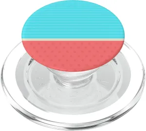 Aqua Stripe & Coral Dot Pattern – Cute Colorblock Look PopSockets PopGrip for MagSafe