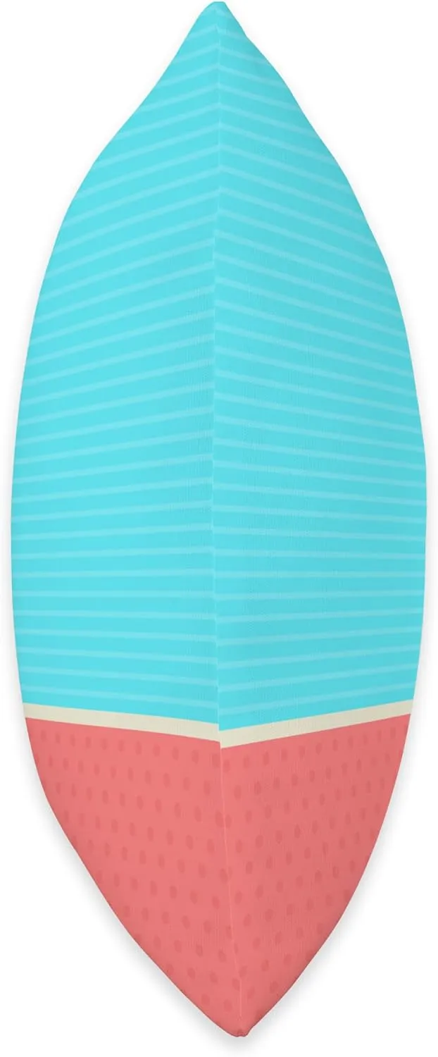 Aqua Stripe & Coral Dot Pattern – Cute Colorblock Look Throw Pillow