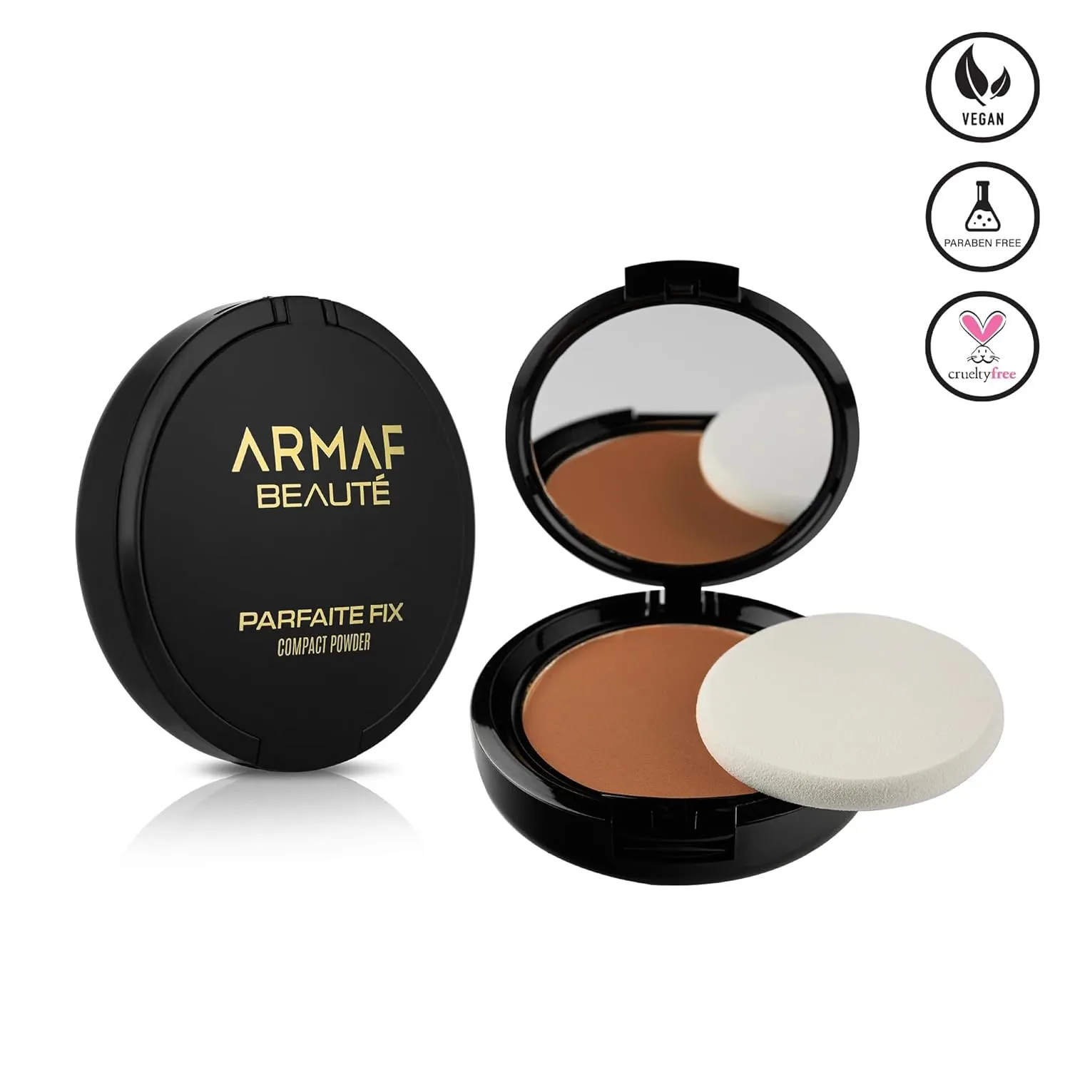 Armaf Beauté Parfaite Fix - Compact, Pressed Powder, Ultra Fine Powder, Blur Imperfections, 6 Shades To Choose | Mocha
