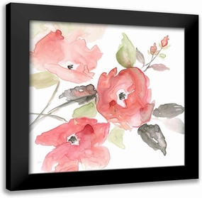 ArtDirect - Nan 15x15 Black Modern Framed Art Print Titled: Coral Blush I