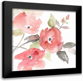 ArtDirect Nan 20x20 Black Modern Framed Art Print Titled: Coral Blush I
