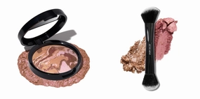 Baked Blush-n-Bronze, Earthy Bronze   Dual-Ended Blush   Bronzer Brush