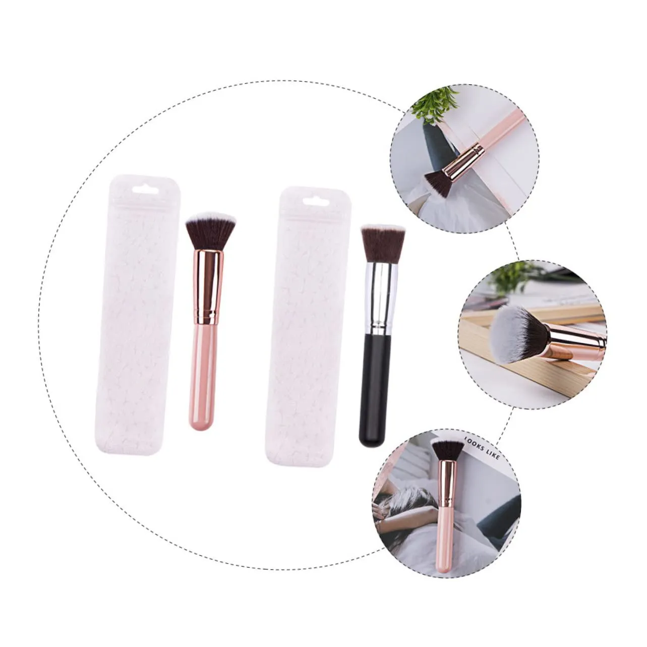 Beaupretty 6pcs Foundation Brush Flat Synthetic Hair Makeup Tool for Contouring Blending Premium Cosmetics Brush for Loose Application Soft Comfortable for Professional Results
