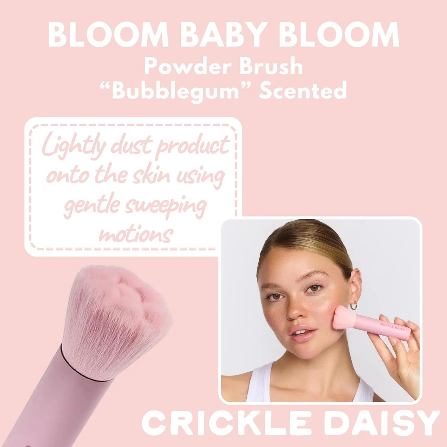 Bloom Baby Powder Brushes - Ultra-Soft Vegan Fibers, Foundation Blending Brush, Highlight Your Skin's Natural Beauty - Perfect for Makeup Powder Application, Blush, Bubblegum Scented