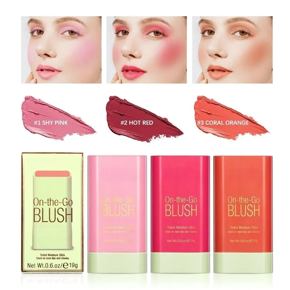 Blush Rare Beauty Liquid Blush Cream Blush Stick For Cheeks Natural Blendable Powder Blusher Stick On The Go Blush Brushes For Makeup Cheeks,Natural Waterproof, Long Lasting (3PC)