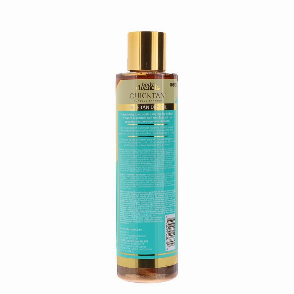 Body Drench Quick Tan Self Tanner Dry Oil – Sunless Tanning Oil for Glowing Skin, Streak-Free Bronzer with Natural-Looking Tan in Hours, 7.2 oz