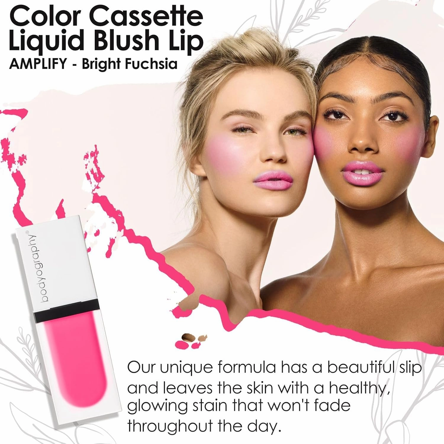Bodyography Color Cassette Liquid Blush and Lip Tint - Multi Tasking Liquid Blush and Lip Product - Amplify