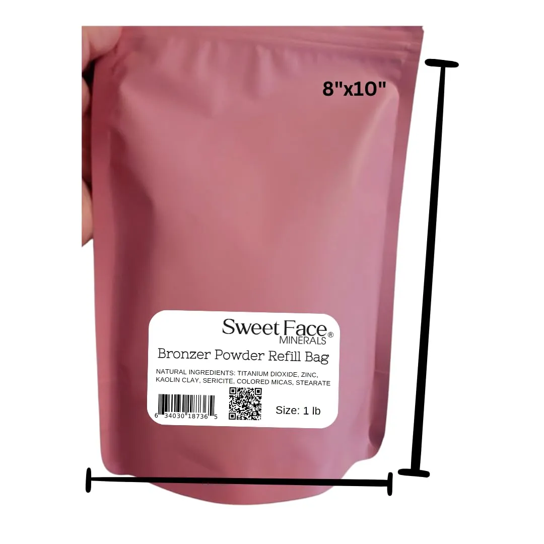 BRONZER BULK POWDER (1 Pound Refill Pouch) Mineral Makeup Loose Bronzing Warmth Tanning Baked On Bare Face Sun Kissed Coppertone Glow Shimmering Illuminating Glow Hypoallergenic Vegan Cruelty-Free