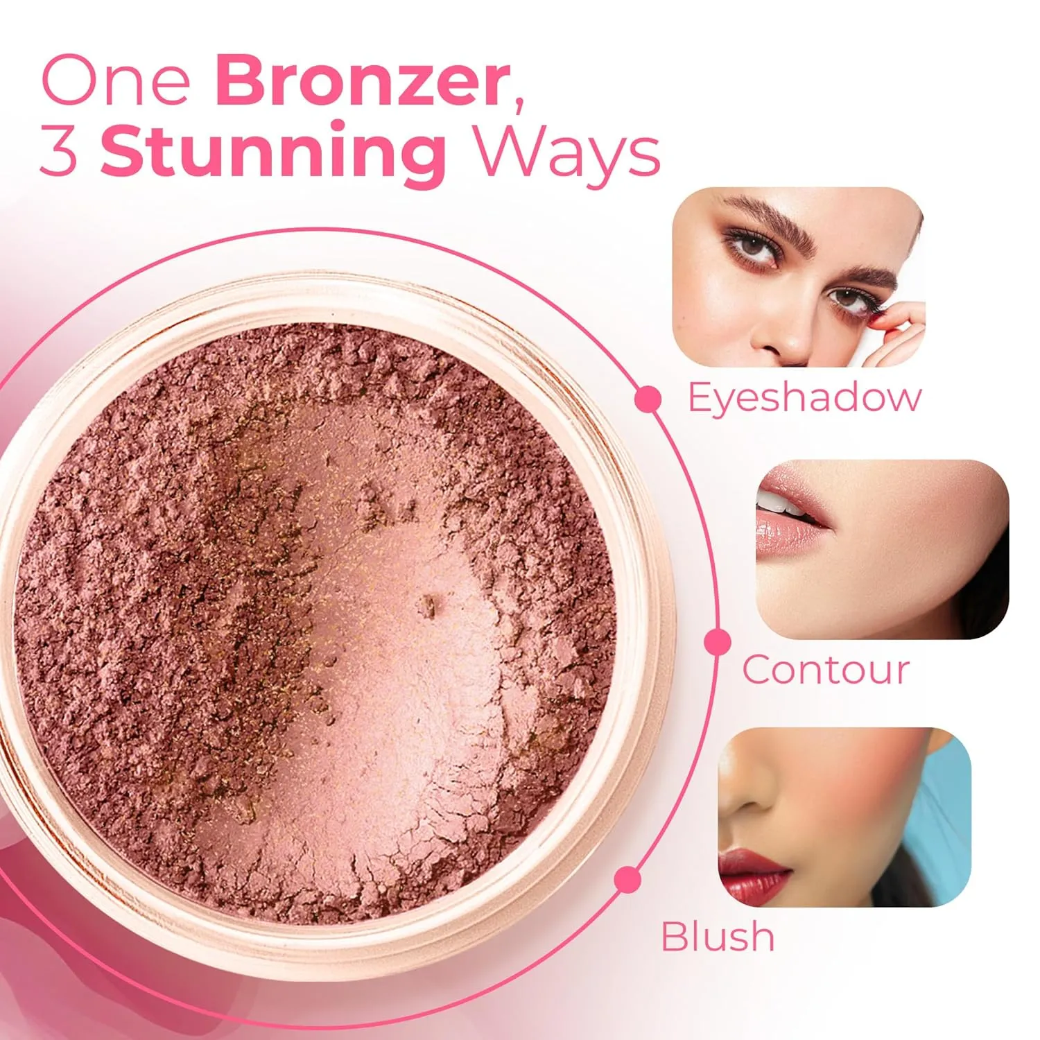 BRONZER with BRONZING BRUSH Mineral Makeup Bronzing Warmth Tanning Powder Bare Face Sun Glow Foundation