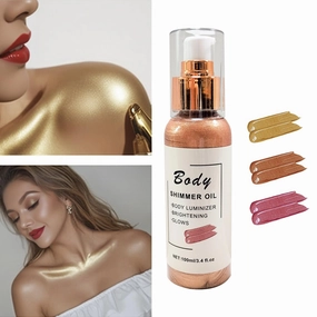 Brown Shimmer Body Oil & Turmeric Soap Set - Body Glitter, Lotion,Hydrate Skin for an Illuminous Glow(Body Shimmer Oil & 2 pcs Turmeric Soap)