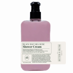 Butter & Blush Beauty Co. Black Baccara Rose Shower Cream, Moisturizing Body Wash with Olive Oil, Floral Luxury Bath Cleanser