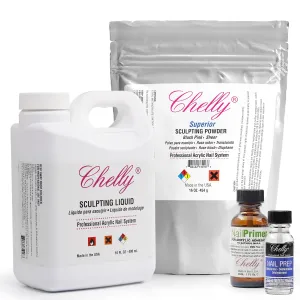 Chelly Superior VALUE PACK Sculpting Powder Professional Acrylic Nail System 16 oz   Acrylic Liquid monomer 16oz   Acid-Free Primer XTRABOND for Acrylic & UV Gels 1 oz 30ml Nail (Blush Pink)