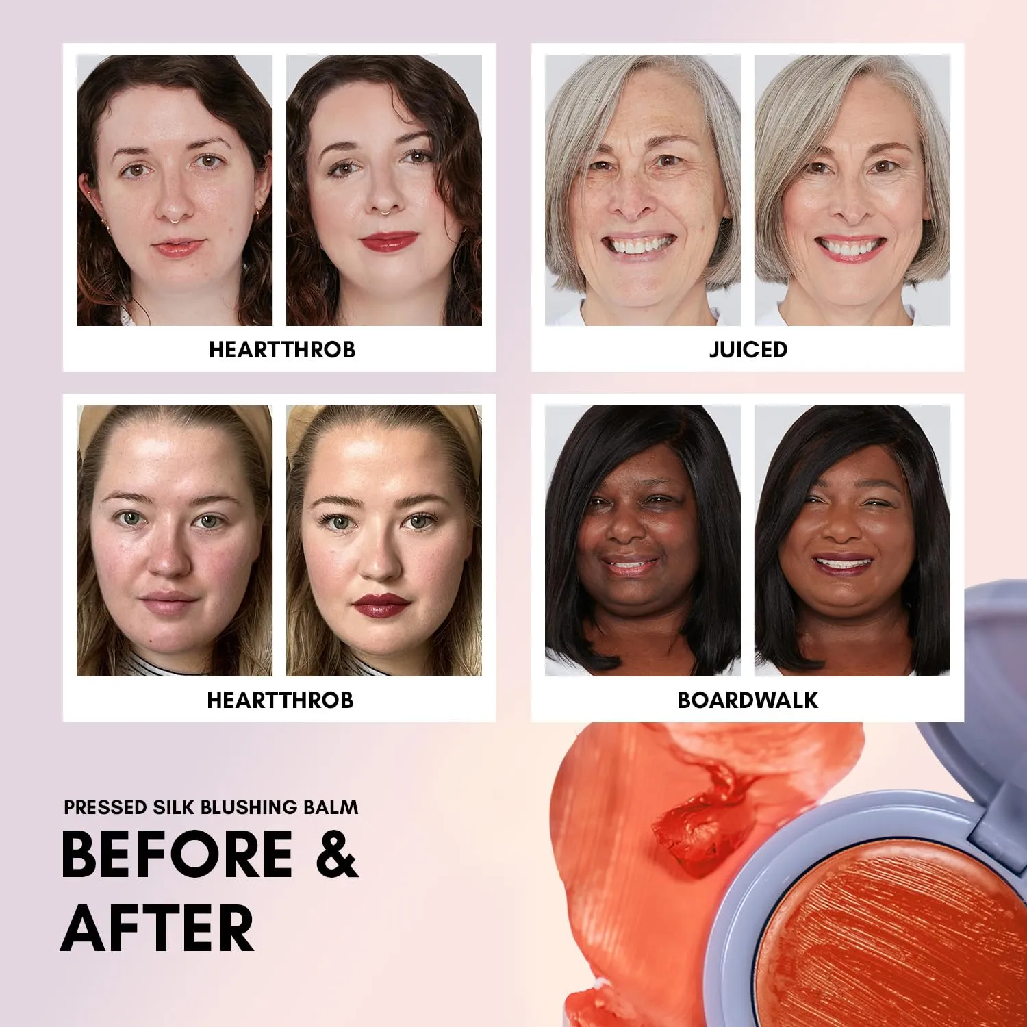 Clover Pressed Silk Blushing Balm | Natural Looking Blush, Glowing Skin, Easy to Blend | Cruelty-Free & Vegan Cream Blush For Cheeks (Juiced)