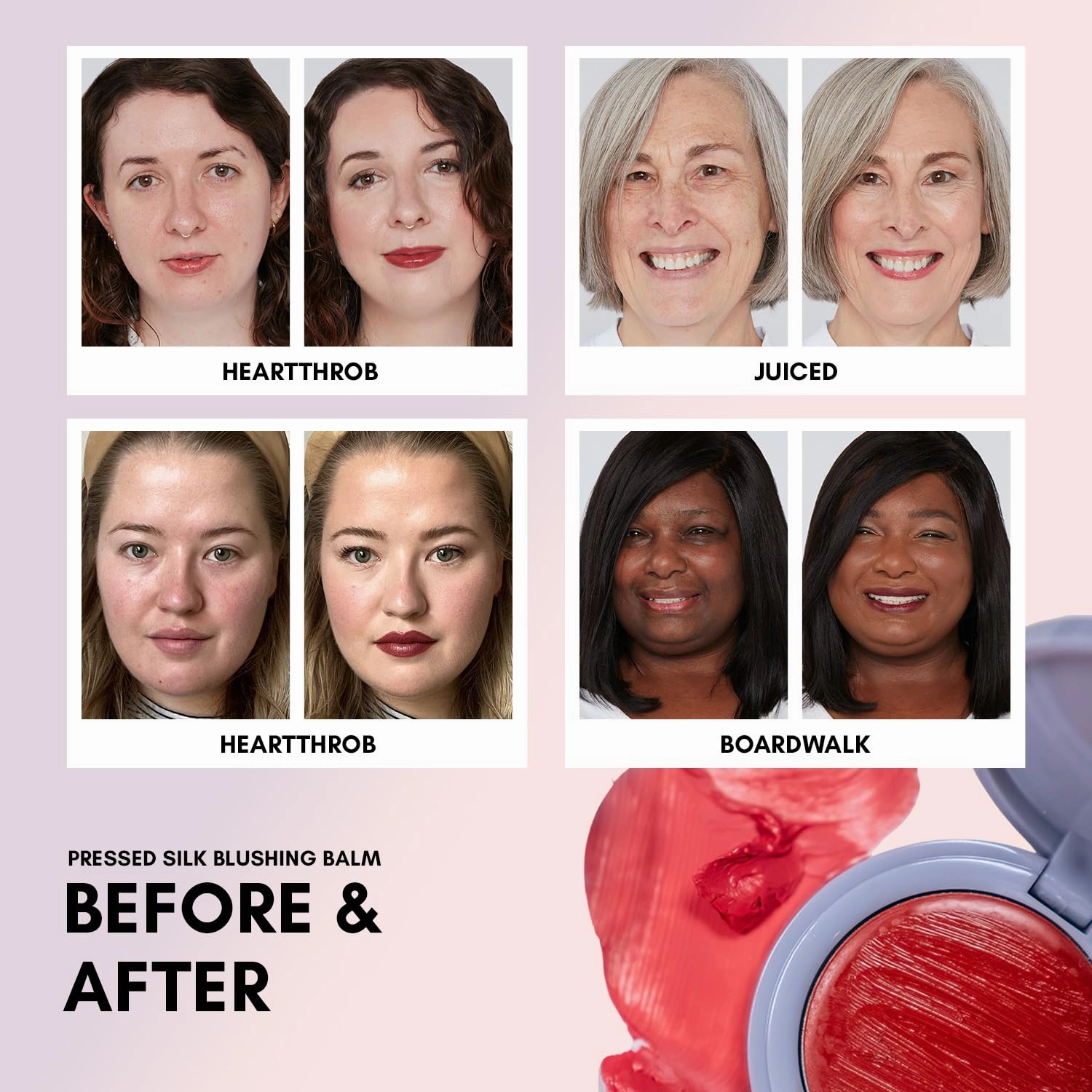Clover Pressed Silk Blushing Balm | Natural Looking Blush, Glowing Skin, Easy to Blend | Cruelty-Free & Vegan Cream Blush For Cheeks (Broadwalk)