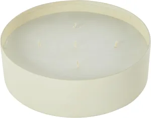 Deco 79 Metal Decorative Candle Pink Blush & Poppy Scented Textured 59oz 5 Wick Aromatherapy Candle with White Wax, Wax Aromatherapy Candle 9" x 9" x 3", Cream