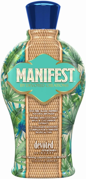 Devoted Creations Manifest - DHA Free Island Inspired Natural Bronzer Soothing Cucumber Skin Softening Cocount Dark Tanning Lotion