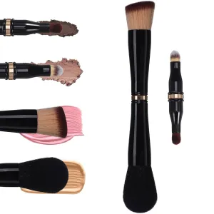 DOITOOL 4 in 1 Makeup Brush Set, Travel Makeup Double Ended Foundation Brush, Eyeshadow Brush, Concealer Brush, Blush Brush, Multifunctional Portable Travel Detachable Makeup