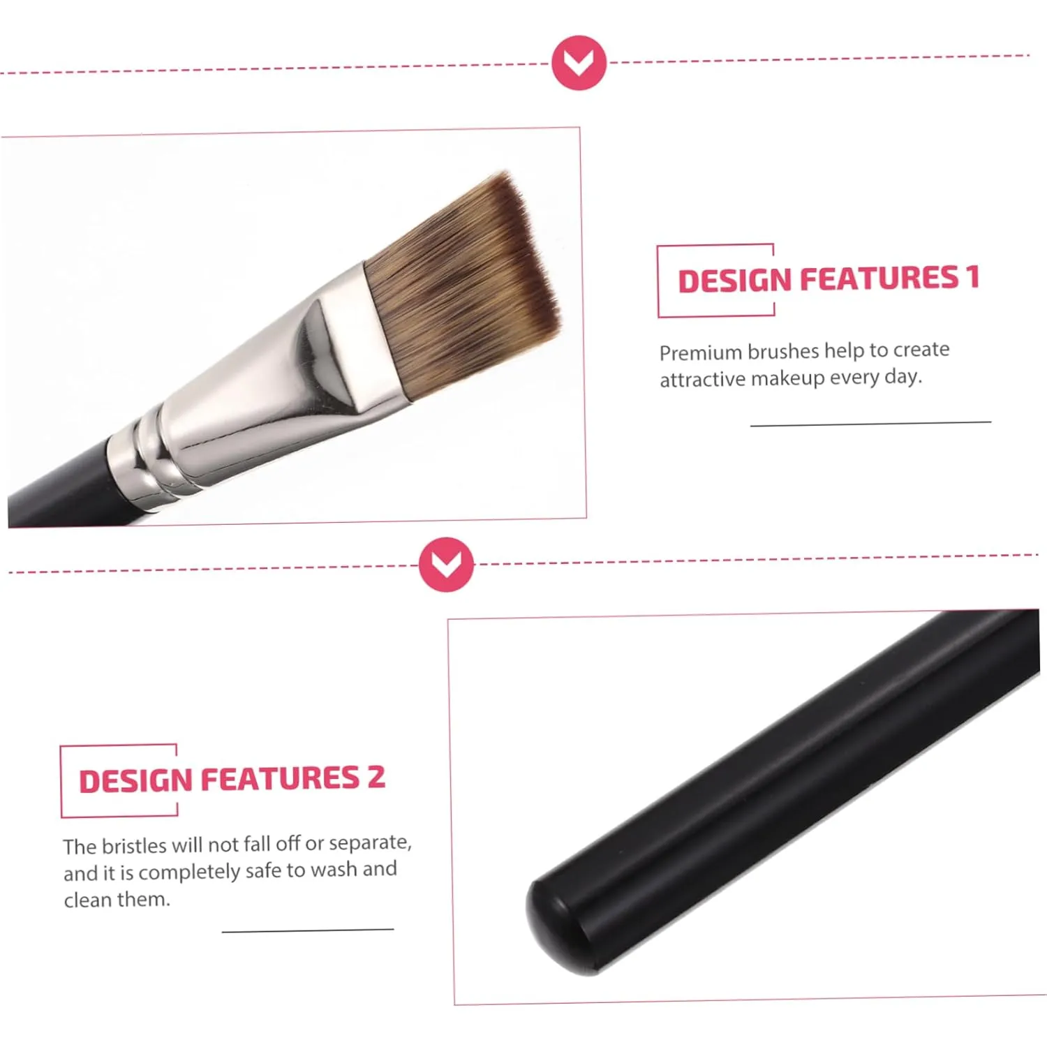 DOITOOL 5pcs Multi-use Foundation Brush Flat Soft Synthetic Bristles for Application for Liquid and Powder Makeup Chic Design for Women Beauty Routine