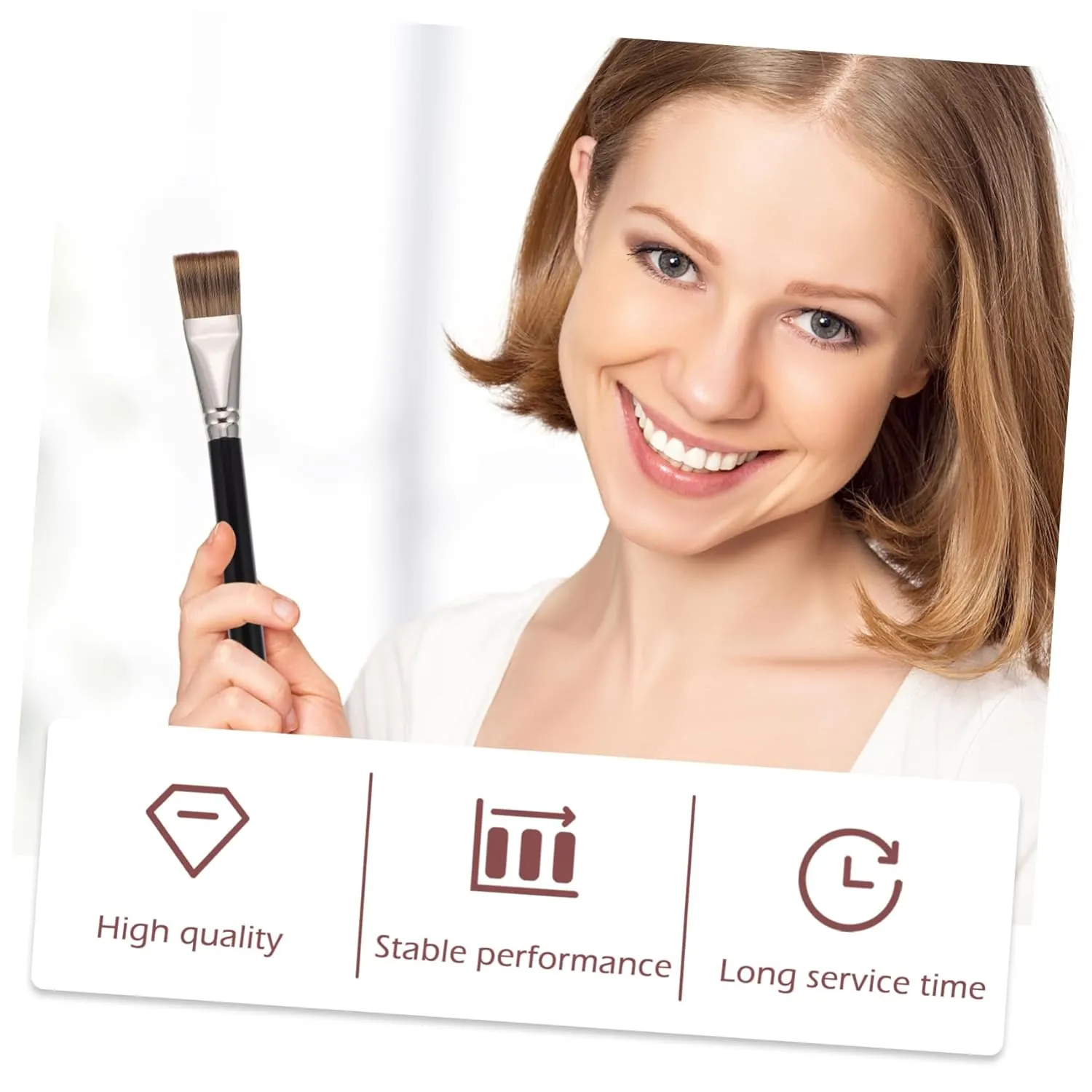 DOITOOL 5pcs Multi-use Foundation Brush Flat Soft Synthetic Bristles for Application for Liquid and Powder Makeup Chic Design for Women Beauty Routine