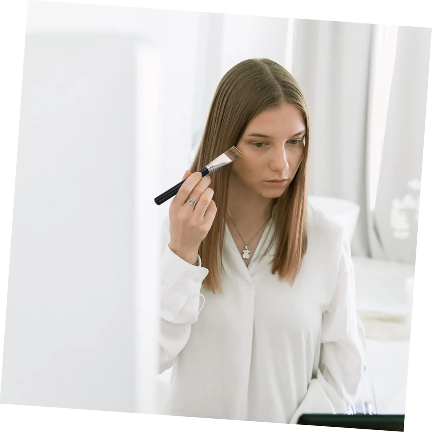 DOITOOL 5pcs Multi-use Foundation Brush Flat Soft Synthetic Bristles for Application for Liquid and Powder Makeup Chic Design for Women Beauty Routine