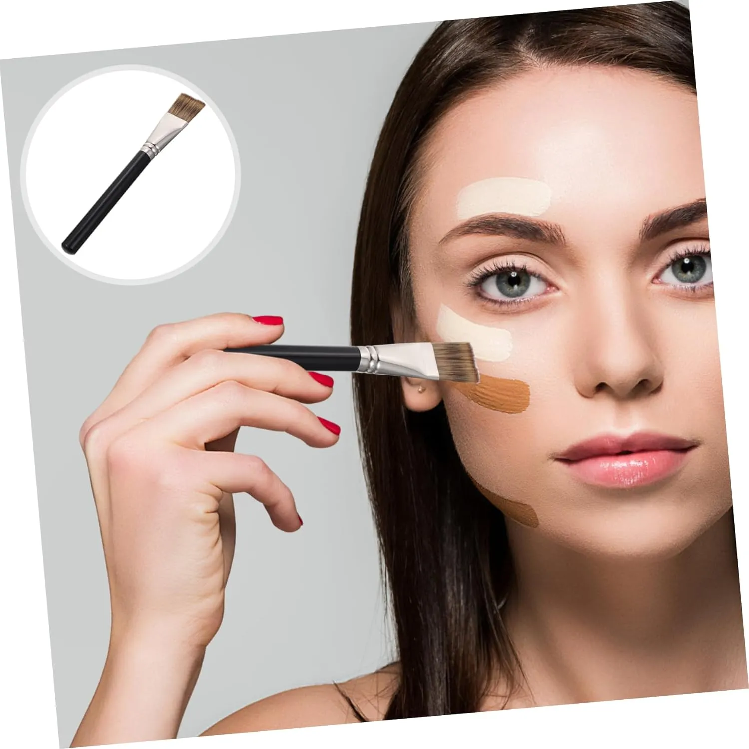 DOITOOL 5pcs Multi-use Foundation Brush Flat Soft Synthetic Bristles for Application for Liquid and Powder Makeup Chic Design for Women Beauty Routine