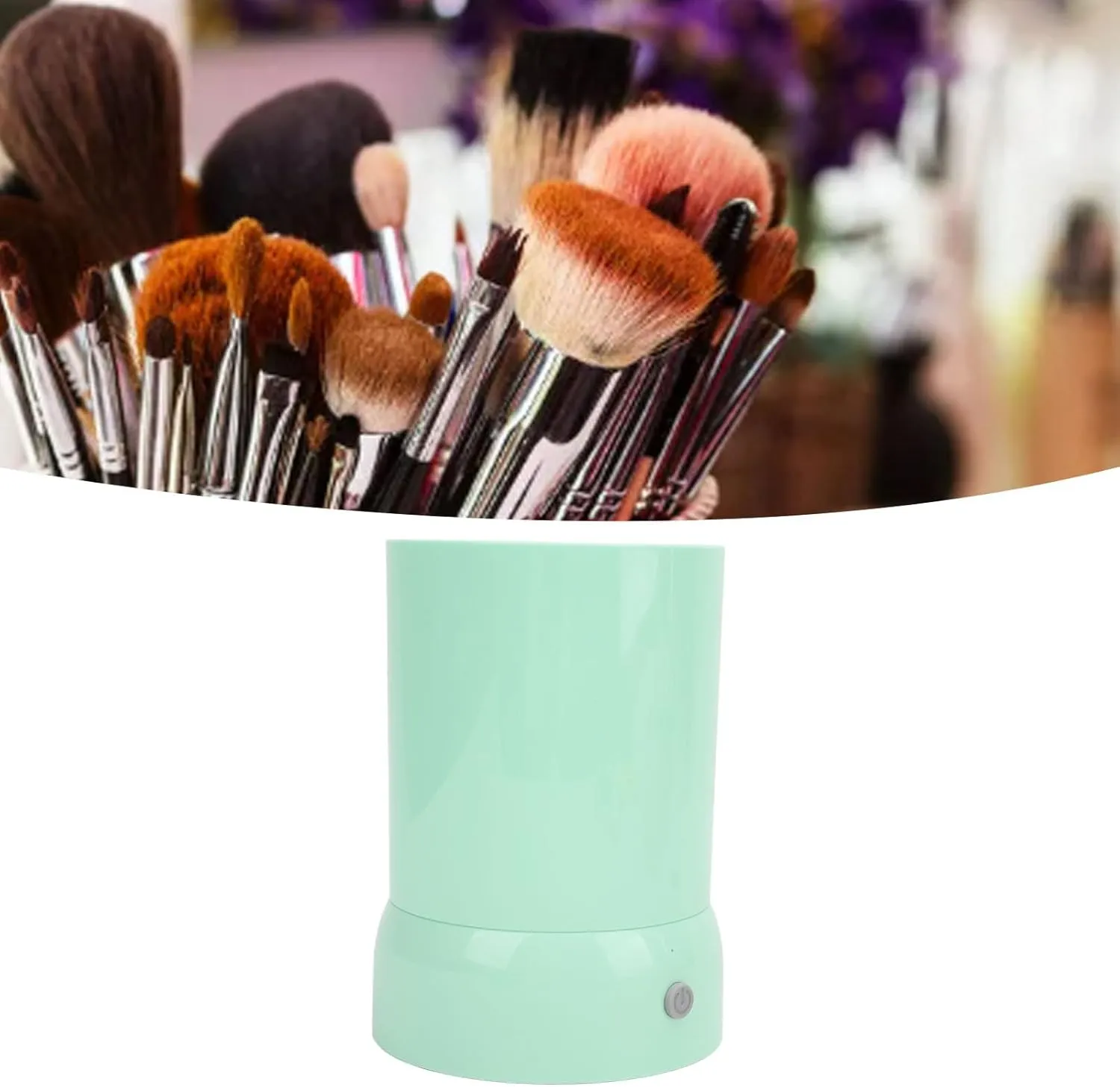 Electric Makeup Brush Cleaner Machine Portable Automatic USB Cosmetic Brushes Cleaner Tool for Beauty Makeup Brush Set Green
