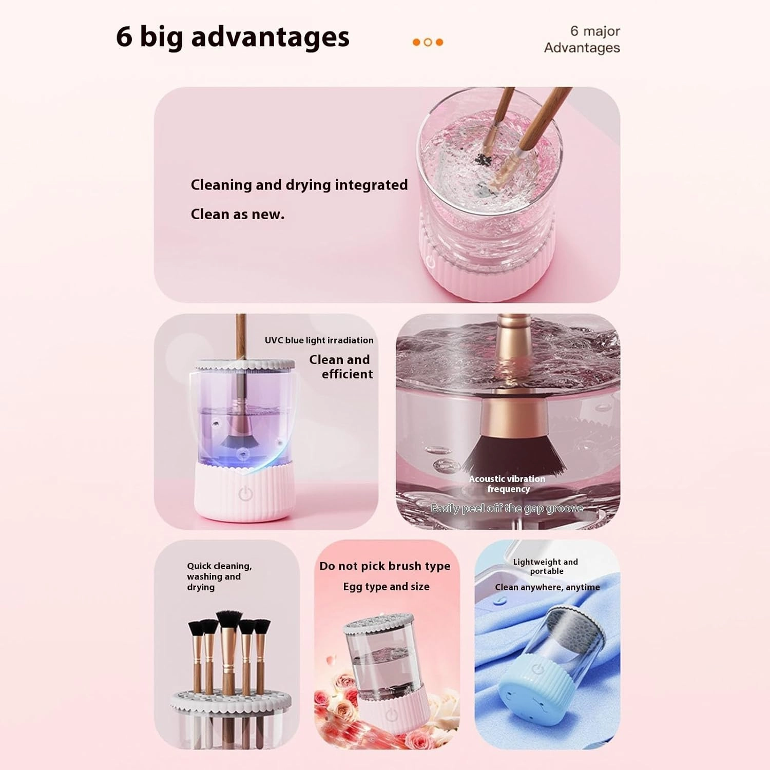 Electric Makeup Brush Cleaner, Automatic Spinning Makeup Brush Cleaner and Dryer for All Size Beauty Makeup Sponges & Brushes (Blue)