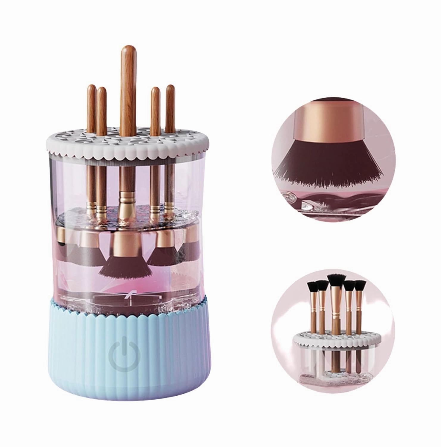 Electric Makeup Brush Cleaner, Automatic Spinning Makeup Brush Cleaner and Dryer for All Size Beauty Makeup Sponges & Brushes (Blue)