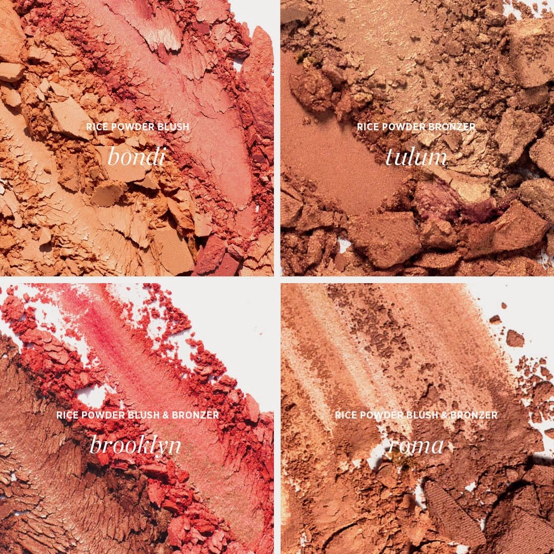 Ere Perez - Natural Rice Powder Blush   Bronzer Duo | Buildable, Breathable, Oil Absorbing, Medium Coverage | Vitamin E, Chamomile | Vegan, Cruelty-Free, Clean Beauty (Roma)