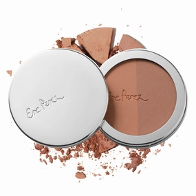 Ere Perez - Natural Rice Powder Blush   Bronzer Duo | Buildable, Breathable, Oil Absorbing, Medium Coverage | Vitamin E, Chamomile | Vegan, Cruelty-Free, Clean Beauty (Roma)