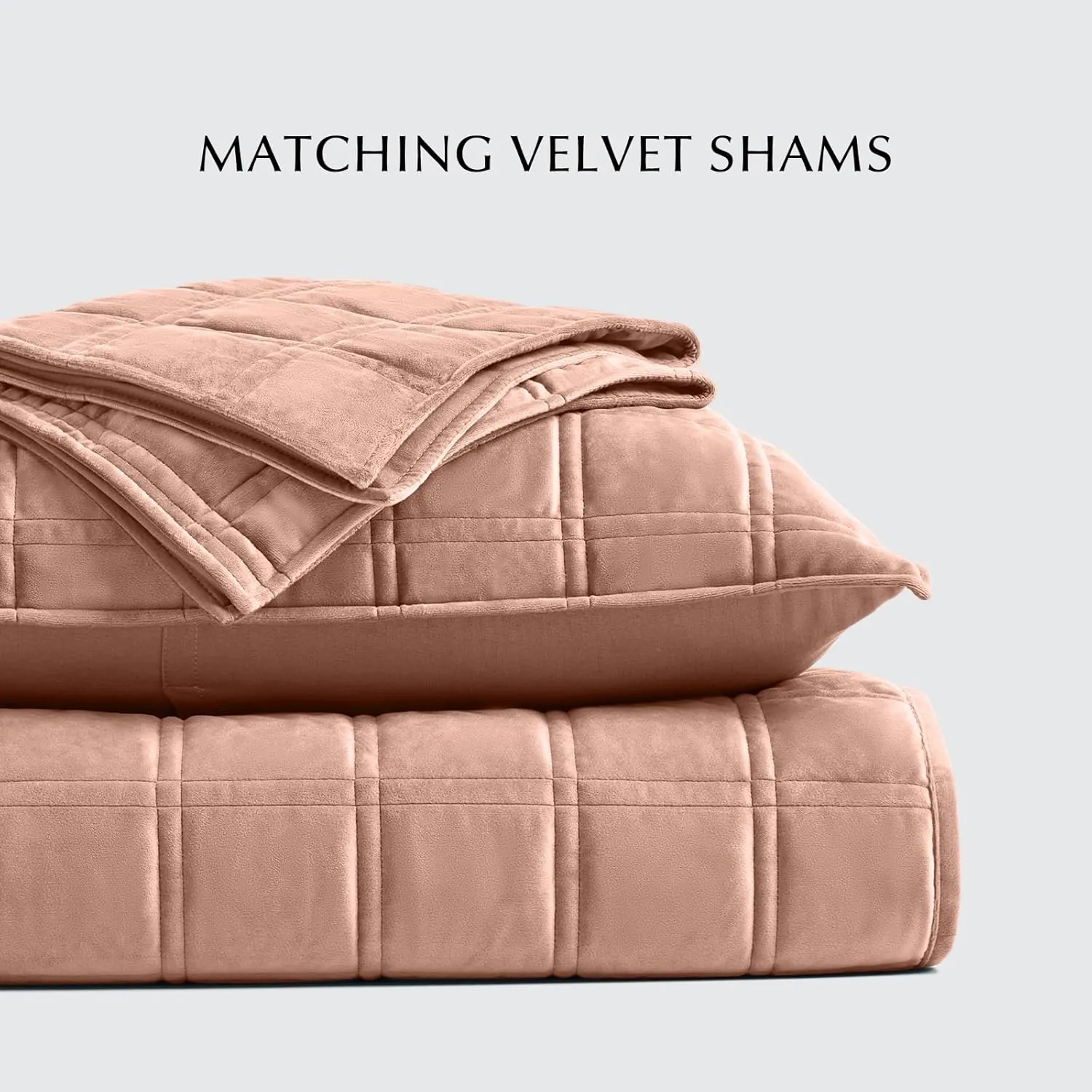 EVERGRACE 3 Pieces Luxurious Velvet Quilt King Size, Ultra Soft Bedspread Coverlet Set, Double Box Stitch Lightweight Velvet Comforter for All Season with 2 Shams, Coral Blush, 108"x96"