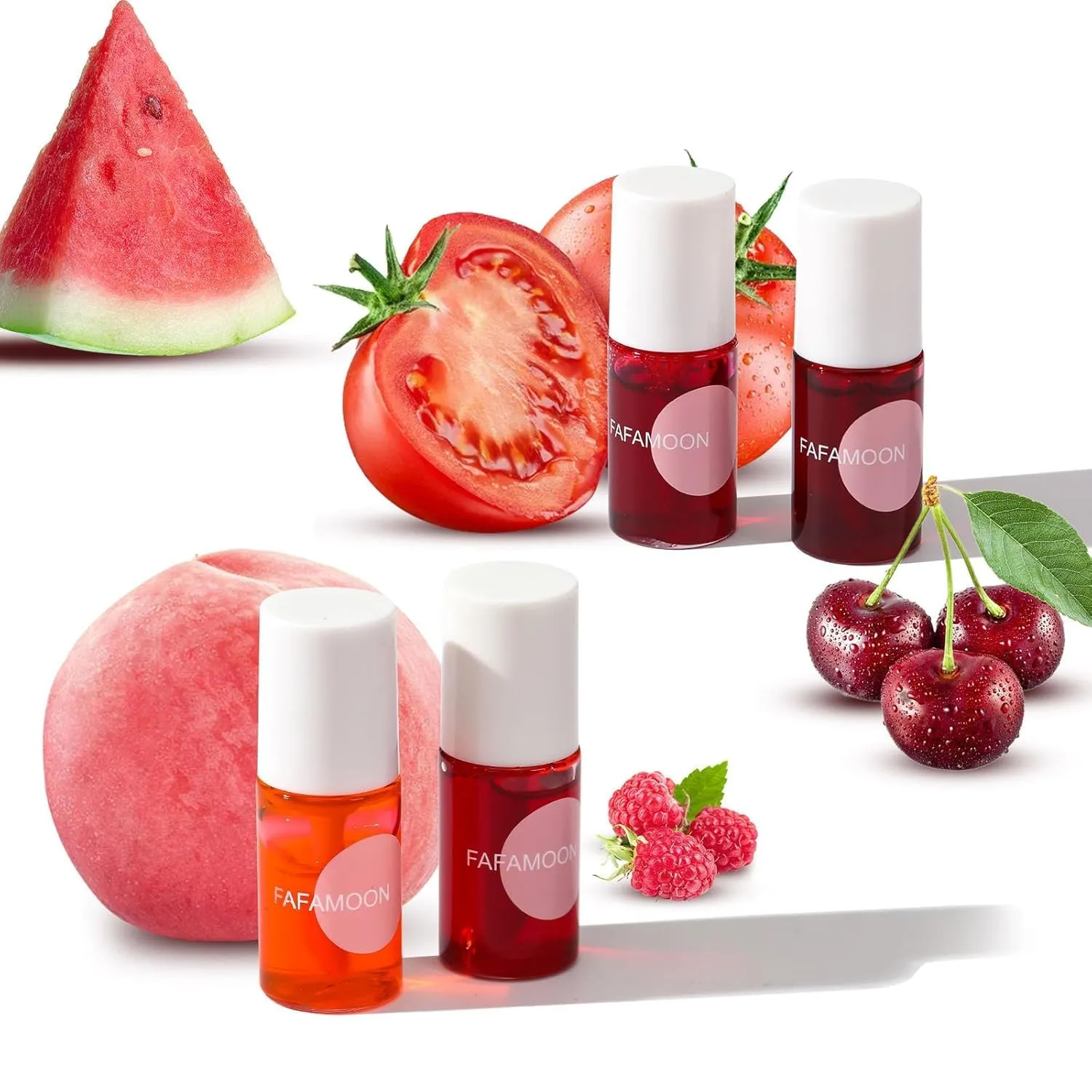 Fafamoon Long Lasting Lip Gloss, Peptide Lip Tint Stain Set, Non-sticky, Waterproof, Fuller-Looking Lips, Moisturizing (4 Color, 1 Count)