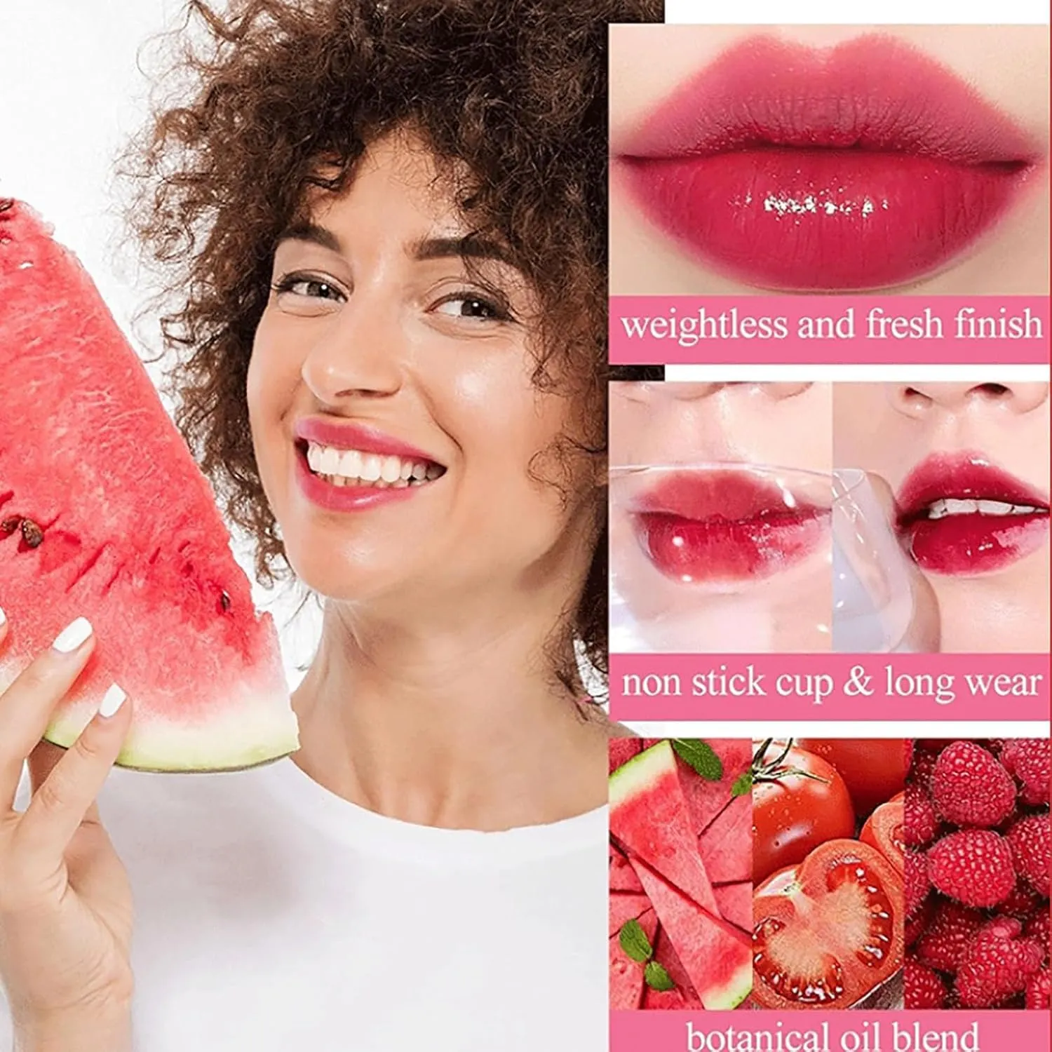 Fafamoon Long Lasting Lip Gloss, Peptide Lip Tint Stain Set, Non-sticky, Waterproof, Fuller-Looking Lips, Moisturizing (4 Color, 1 Count)